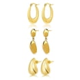 thumbnail image 1 of JeenMata Juego de 3 Pares de Pendientes de Moda para Mujer en Baño de Oro Amarillo, Pendientes de Aro, Pendientes Hipoalergénicos Colgantes Gruesos y Livianos, Regalo de Joyería para Mujer, 1 of 5