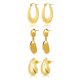 thumbnail image 1 of JeenMata Juego de 3 Pares de Pendientes de Moda para Mujer en Baño de Oro Amarillo, Pendientes de Aro, Pendientes Hipoalergénicos Colgantes Gruesos y Livianos, Regalo de Joyería para Mujer, 1 of 5