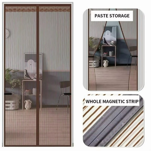 Magic Mesh Magnetic Mosquito Screen Door Net Curtain with Magnets Reinforced Polyester Mesh Dustproof & Insect Proof