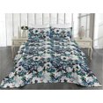 thumbnail image 2 of Ambesonne Floral Design Quilted Bedspread Set 3 Pcs, Modern Boho Stems Art, Twin, Seafoam Off White Indigo, 2 of 4