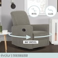 thumbnail image 4 of Evolur Raleigh Glider Recliner Smokey Blue with High Backrest Support, Durable Polyester Fabric, 4 of 15