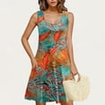 thumbnail image 3 of JTZGDY Dresses for Women Girls Cute Summer Floral Pattern Print Sleeveless Scoop Neck Tank Dress Loose Flowy Beach Sundress with Pockets Orange#01 XXL, 3 of 8