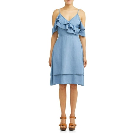 Dress One Jeans - Sofia Jeans By Sofia Vergara Cold-Shoulder Ruffle Midi Dress Women's