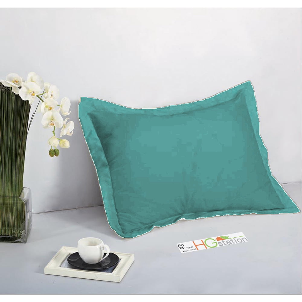 1 Pair 2 Pieces Standard Pillow Shams 20" x 26" + 1.5" Hem Teal Blue