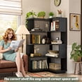 thumbnail image 6 of Homieasy 5-Tier Corner Bookshelf, Freestanding L-Shaped Etagere Bookcase with Safety Baffle, Multi-Purpose Display Shelf Stand for Home Office, Living Room, Bedroom, Kitchen,Black, 6 of 7