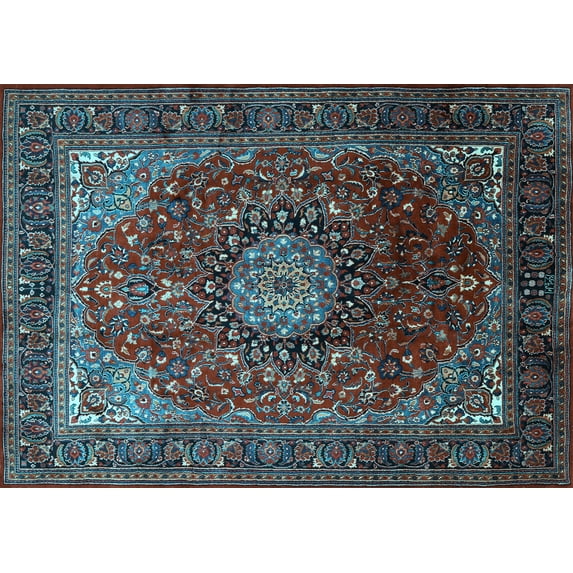 Ahgly Company Indoor Rectangle Medallion Light Blue Traditional Area Rugs, 4' x 6'