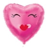 Foil Smiling Heart Valentine's Day Balloon, Pink, 18in