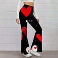 thumbnail image 3 of Valentines Day Tbopshirt Flare Leggings,Flare Yoga Pants for Women with Tummy Control,Solid Color High-Waisted Wide Leg Tight Fitting Hip Shaping Flared Pants,S-XXL, 3 of 5