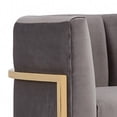 thumbnail image 2 of Benjara Semi Circle Fabric Lounge Chair with Vertical Tufted Back, Gray and Gold, 2 of 3