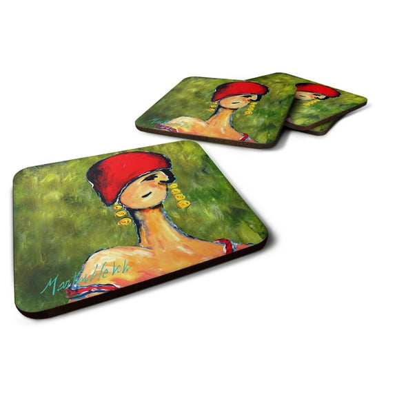 Carolines Treasures MW1301FC Lady Aziline Foam Coaster Set of 4 3 1/2 x 3 1/2 multicolor