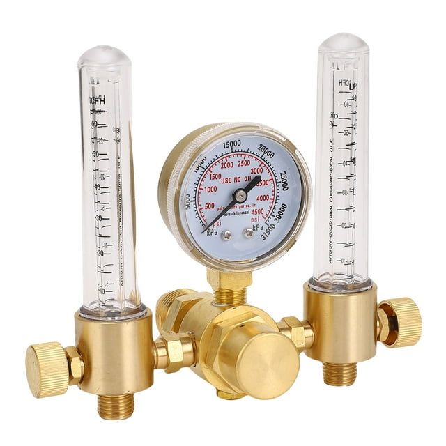 Régulateur de Flux d'Argon, Régulateur de Gaz à Double Sortie avec Manomètre pour Soudure MIG TIG