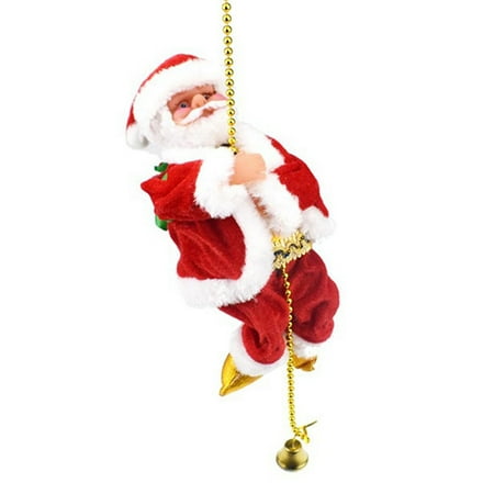 

Tomshoo Santa Claus Climbing Beads Battery Operated Electric Climb Up and Down Climbing Santa with and Music Christmas Decor Christmas Ornaments
