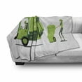 thumbnail image 3 of Garbage Truck Soft Flannel Fleece Blanket, Trash Picking Done by Staff Green Monochrome Recycling Themed Cartoon, Cozy Plush for Indoor and Outdoor Use, 50" x 60", Apple Green White, by Ambesonne, 3 of 6