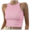 thumbnail image 1 of Hauts Courts Unis Débardeur Femme Couleur Sans Manches Col Rond Hauts Femme, 1 of 5