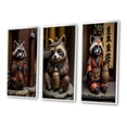 thumbnail image 3 of Designart "Happy Tanuki in Terracotta Tone I" Animals Raccoon Framed Wall Art Set Of 3 - Brown Raccoon Frame Gallery Set For Office Decor, 3 of 6