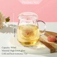 thumbnail image 4 of Taza de té de vidrio con infusor y tapa, taza de borosilicato con colador para hojas sueltas, té floreciente, bolsa de té, diseño transparente y bonito de hongos, 4 of 4