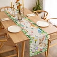 thumbnail image 3 of Happy Easter Bunny Table Runner - 108 Inch Long, Kitchen Dining Table Runner Dresser Scarves, Spring Floral Burlap Sage Green Plaid Farmhouse Decor for Coffee Tables Wedding Party Banquet, 3 of 8