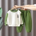 thumbnail image 2 of Odeerbi 6M-3Y Niños Niñas Trajes Color Block Sudaderas de Cuello Redondo Pantalones de Chándal Conjunto de Dos Piezas Sudaderas Deportivas de Primavera, 2 of 5
