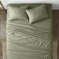thumbnail image 3 of Noble Linens 4 Piece Striped Embossed Bed Sheet Set , Sage, 3 of 11
