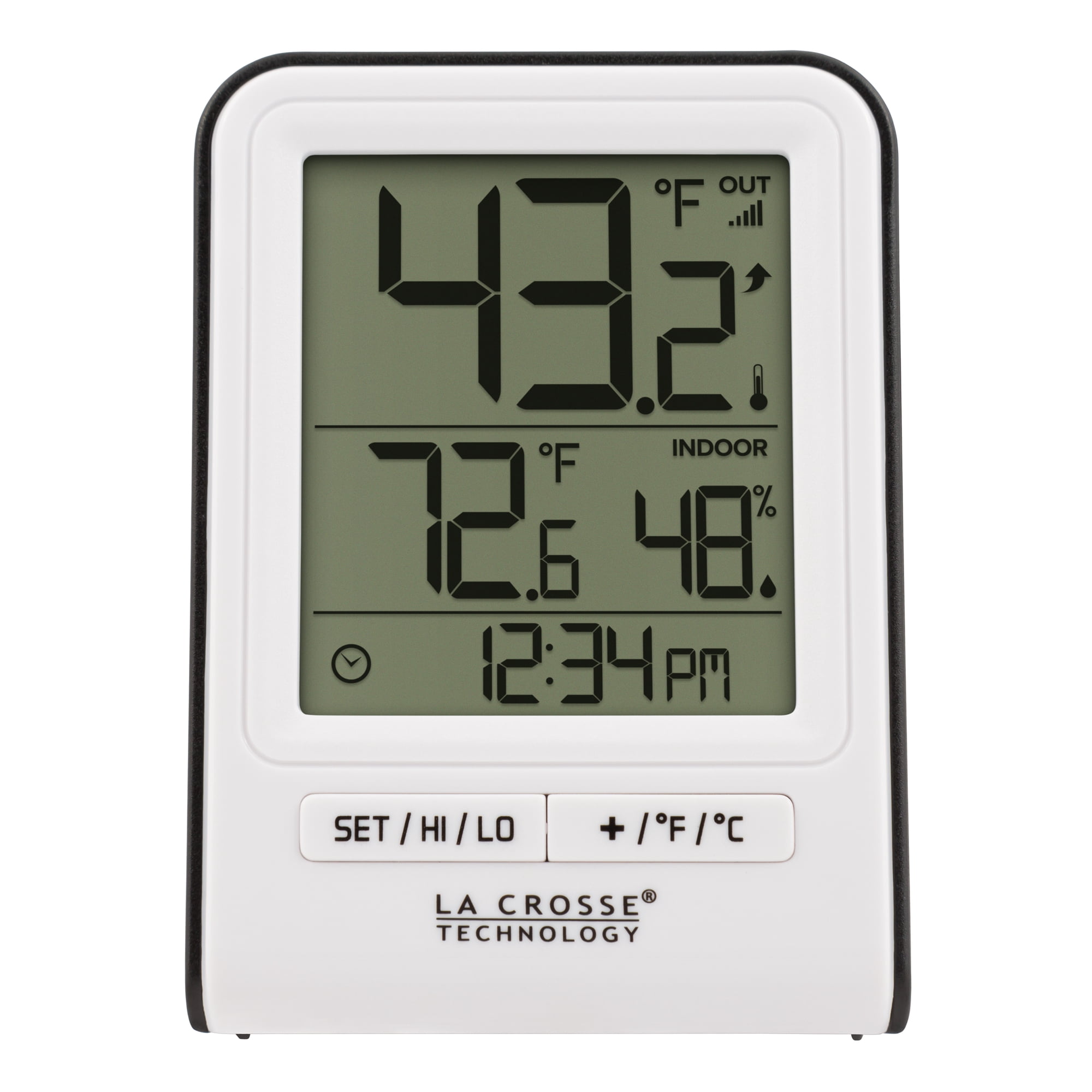La Crosse Technology White Wireless Temperature & Humidity Station with Time, 308-1409WT-CBP