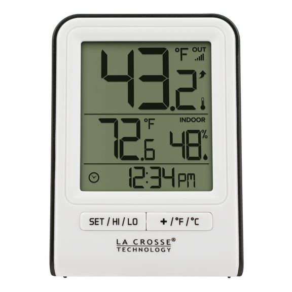 La Crosse Technology White Wireless Temperature & Humidity Station with Time, 308-1409WT-CBP