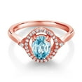 thumbnail image 2 of Gem Stone King 1.59 Ct Oval Blue Zircon 18K Rose Gold Plated Silver Ring (Size 6), 2 of 4