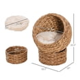 thumbnail image 3 of Elevated Cat Bed, Banana Leaf Basket with Cushion - Natural Water Hyacinth Cat Lounger, Brown - Indoor/Outdoor Cat Furniture for Small Pets, 3 of 9