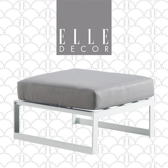 Elle Decor Mirabelle Pouf d'Extérieur Gris et Blanc Français
