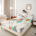 thumbnail image 4 of Manfei Abstract Geometric Rhombus Queen Sheet Sets,Modern Minimalist Aesthetic Flat Sheet,Orange Beige Blue Queen Fitted Sheet For Girls Boys,Super Cozy Room Decor,4-Piece, 4 of 7
