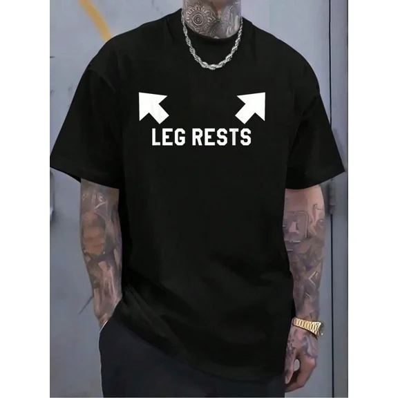 Men's Casual Humor Leg Rests Graphic Short Sleeve T-Shirt
