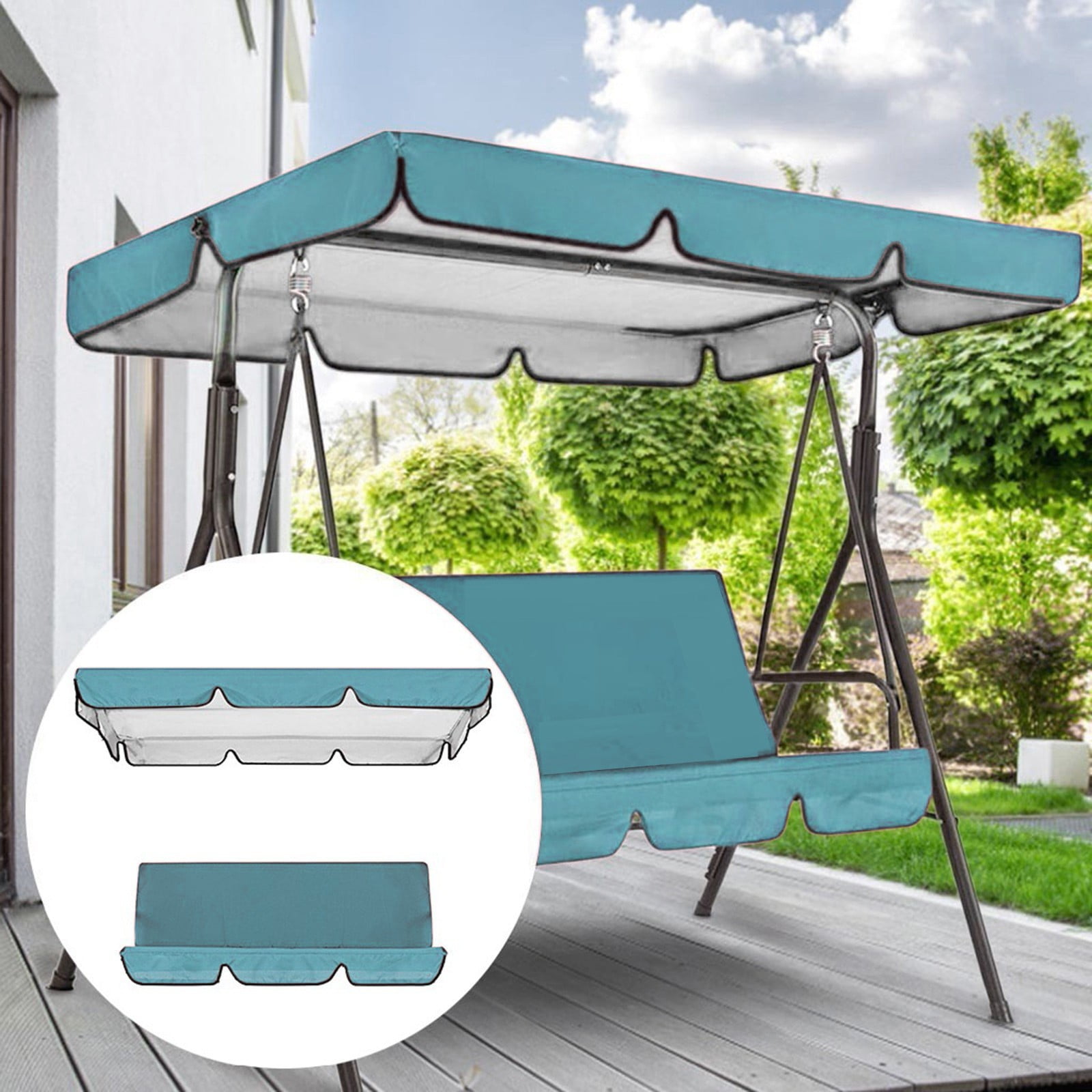 SouMaox Outdoor Patio Swing Seat Cover Replacement Sunscreen Waterproof Polyester Taffeta Garden Furniture Canopy Top Accessory Large