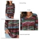 thumbnail image 4 of Camiseta de manga larga con cuello en V para mujer, camisetas holgadas con estampado inferior a la moda para Otoño e Invierno para fiesta, oficina, trabajo informal, 4 of 5