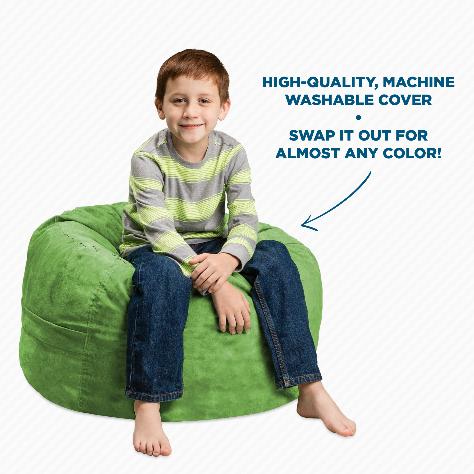Chill Sack Bean Bag Chair, Memory Foam Lounger with Microsuede Cover, Kids, 2 ft, Lime