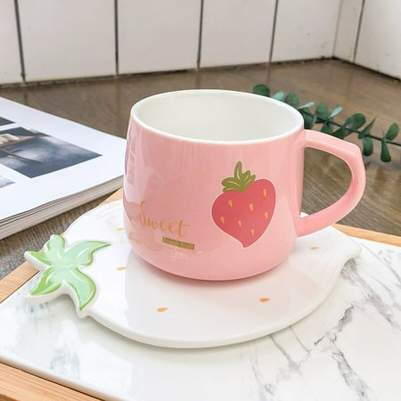 

Cute Strawberry Ceramic Milk Mug 250ML Creative Water Cup Cartoon Drink Cup Kids Gift