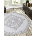 thumbnail image 3 of Unique Loom Timeless Collection Area Rug - Thomas (5' Octagon white Gray/Gray), 3 of 11