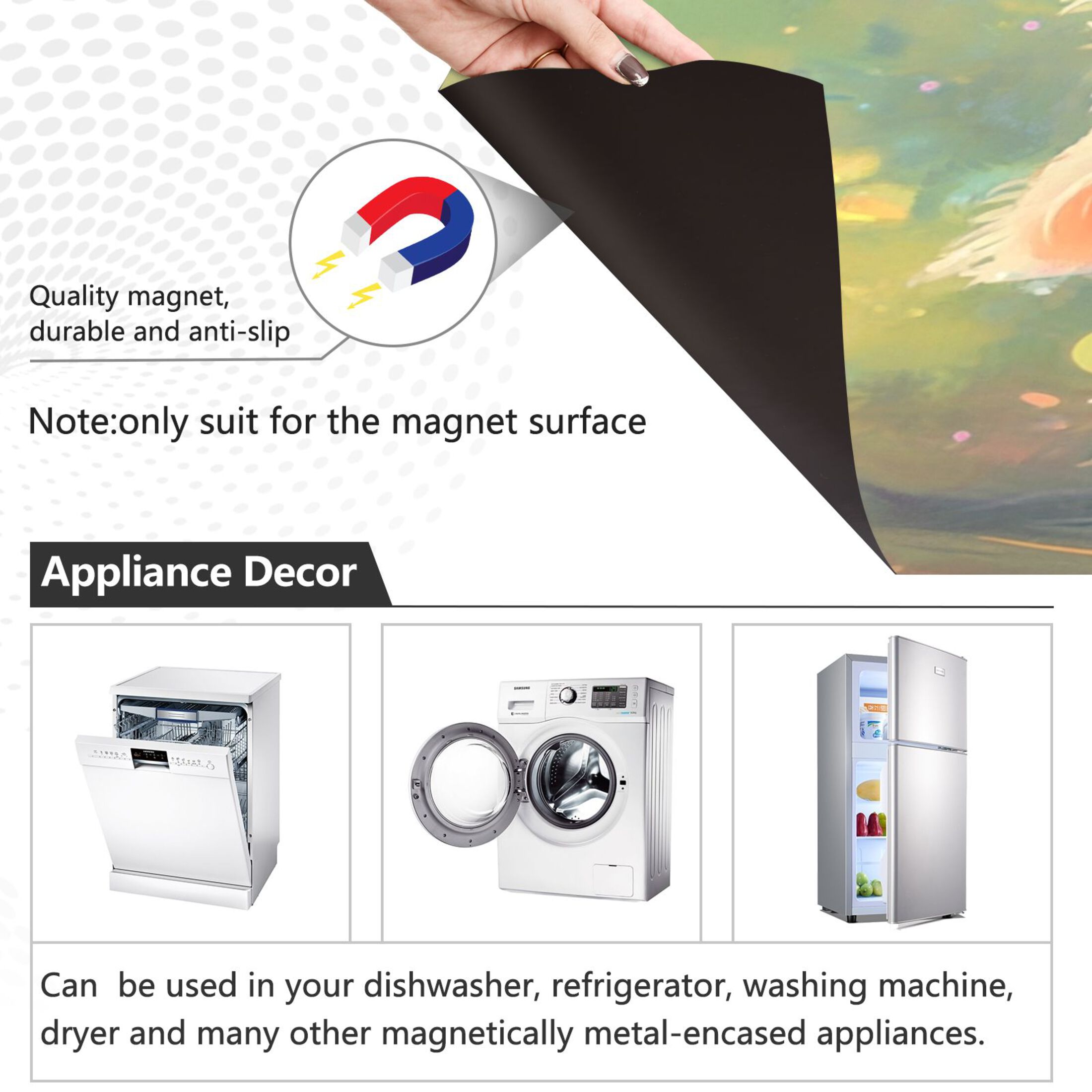 Dishwasher Magnetic Sticker 23x26 Inch Refrigerator Magnetic Sticker Washing Machine Magnetic Sticker Kitchen Panel Magnetic Sticker Home Decor Cartoon Beautiful White Fox