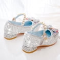 thumbnail image 6 of Quealent Girls Sparkle Princess Dress Shoes Bow Wedding Party Flower Bridesmaids Mary Jane Ballet Flats for Kid Toddler Silver for Size 2, 6 of 7