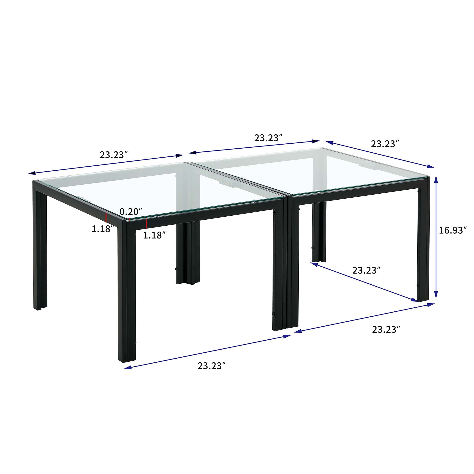 Aukfa Modern Coffee Table Set of 2, End Table Side Tables for Living Room Bedroom Yard, Transparent