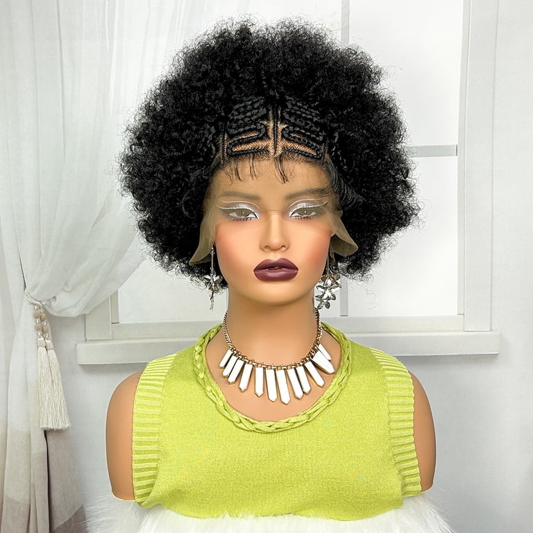Kinky Curly Braided Lace Wigs Short Braided Wigs Synthetic 