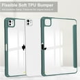 thumbnail image 5 of ELEHOLD Trifold Case for iPad Pro 13 inch 2024 -Slim Leather Auto Wake Sleep Kickstand Case Built-in Pencil Holder Acrylic Transparent Clear Back Shockproof Cover for iPad Pro 13" 2024,Darkgreen, 5 of 8