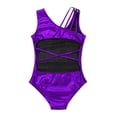 thumbnail image 4 of Vxuxlje Kids Girls Ballet Dance Gymnastics Leotard Shiny Metallic One Piece Open Back Jumpsuit Purple L, 4 of 7