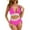 Hot Pink, variant on Women's Form-Fitting One-Piece Swimsuit with V-Neckline and Wavy Waistband for a Flattering Poolside Silhouette Hot Pink 2XL
