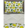 thumbnail image 3 of Lemons Comforter & Sham Bedding Set, Vibrant Summer Colors Tropical Tasty Citrus Fruit Blossoms Hand Drawn Print, 3 pcs Duvet Set Microfiber Filling Quilt, 5 Sizes, Yellow and Green, by Ambesonne, 3 of 4