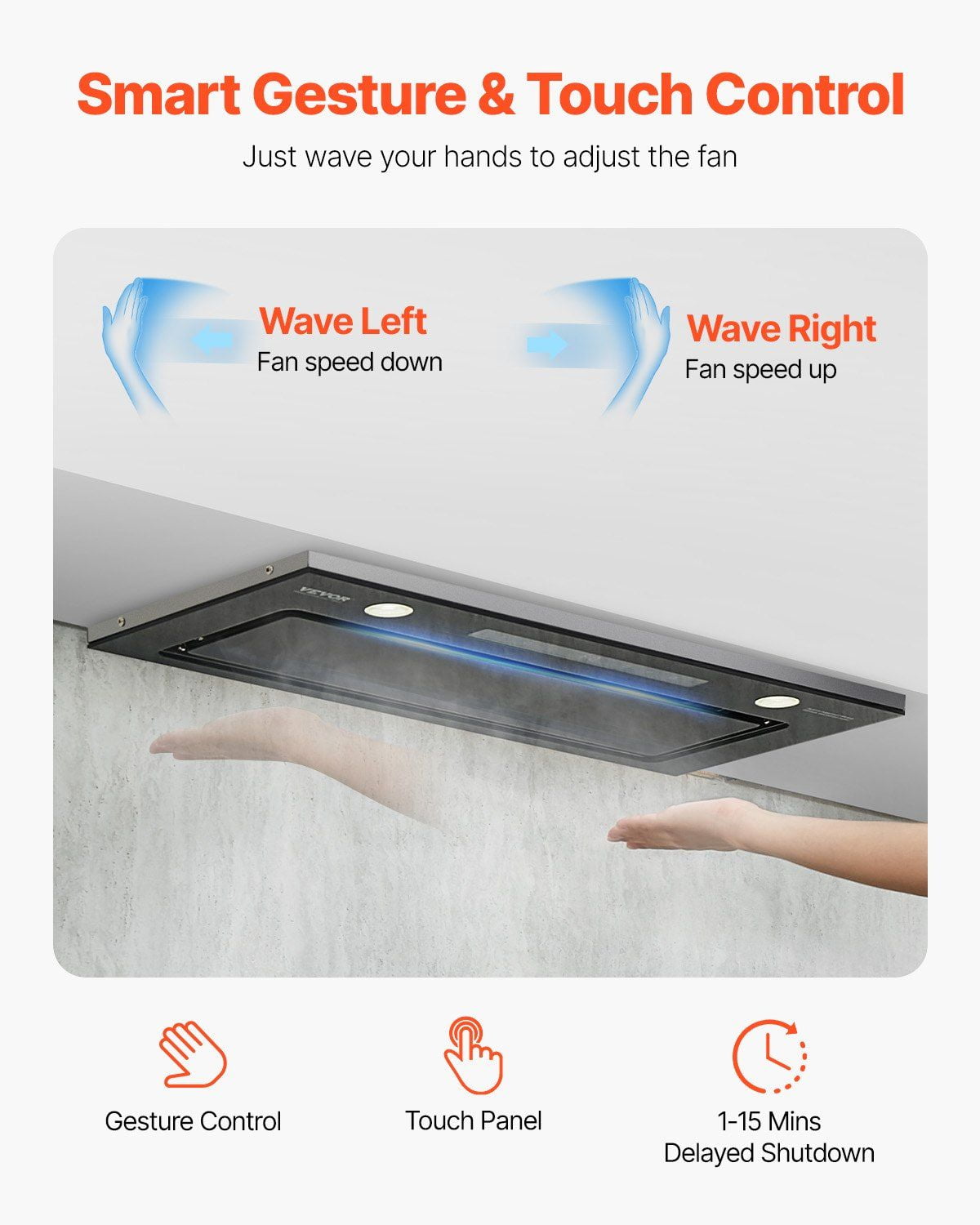 30 Inch Built In Kitchen Range Hood Insert 800 CFM Stainless Steel Stove Hood with Gesture Touch Control LED Light Baffle Filters 4 Speed Exhaust Fan Ducted Ductless Convertible