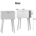 thumbnail image 3 of Nightstands Set of 2, Small Side Table, Bedside Table with Fluted Door, Solid Wood Feet; Modern Mid-Century End Table for Bedroom, Small Space (White), 3 of 12