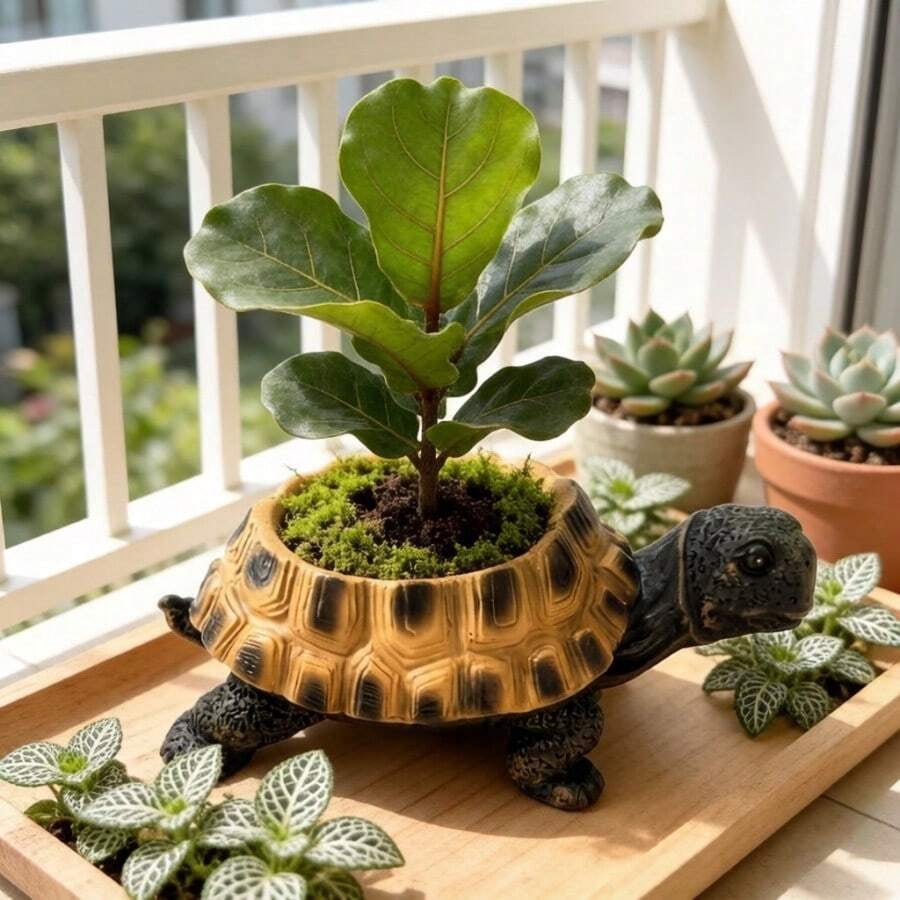 Creative Resin Sea Turtle Planter, Vintage Design Flower Pot, Natural Style Indoor/Outdoor Gardening Decor, Balcony/Patio/Garden Turtle Shaped Durable Planter, Gardening Enthusiasts Plant Pot