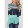 thumbnail image 2 of Women Striped Sweatshirts Hoodies Block Long Sleeve Pullover Sweatshirts Drawstring Loose Tops Fall Winter, 2 of 6