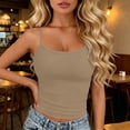 thumbnail image 2 of COMVALUE Tank Tops for Women Square Neck Spaghetti Strap Double Lined Y2K Going Out Camisole Top Khaki One Size, 2 of 9