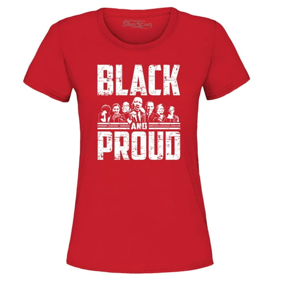 Shop4Ever Women's Black and Proud Black Pride Graphic T-Shirt XX-Large Red