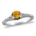 thumbnail image 1 of 14K Yellow Gold Diamond Natural Citrine Engagement Ring Round 4 mm, size 6, 1 of 1